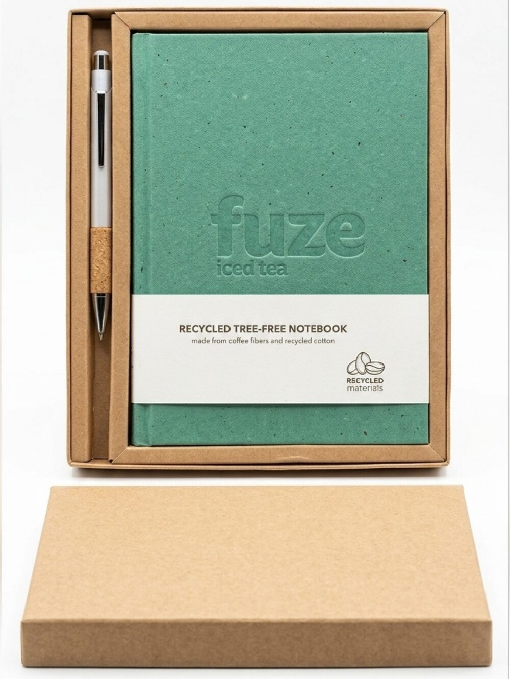 NEW Fuze Iced Tea Notebook Gift Set Natural Eco Friendly Tree Free Recycled Pen